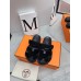 Hermes Womens Chypre Sandals In Black Suede Calfskin