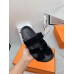 Hermes Womens Chypre Sandals In Black Suede Calfskin