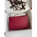 Hermes Kelly Pochette Handmade Bag In Ruby Epsom Calfskin