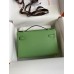 Hermes Kelly Pochette Handmade Bag In Vert Cypres Epsom Calfskin