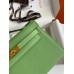 Hermes Kelly Pochette Handmade Bag In Vert Cypres Epsom Calfskin