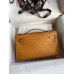 Hermes Kelly Pochette Handmade Bag In Sesame Ostrich Leather