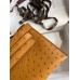 Hermes Kelly Pochette Handmade Bag In Sesame Ostrich Leather