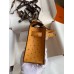Hermes Kelly Pochette Handmade Bag In Sesame Ostrich Leather