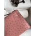 Hermes Kelly Pochette Handmade Bag In Terre Cuite Ostrich Leather