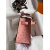 Hermes Kelly Pochette Handmade Bag In Terre Cuite Ostrich Leather