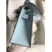 Hermes Kelly Pochette Handmade Bag In Blue Brume Swift Calfskin