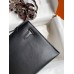 Hermes Kelly Pochette Handmade Bag In Black Swift Calfskin