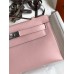 Hermes Kelly Pochette Handmade Bag In Rose Sakura Swift Calfskin