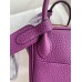 Hermes Mini Lindy Handmade Bag In Anemone Clemence Leather
