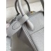 Hermes Mini Lindy Handmade Bag In Blue Brume Clemence Leather