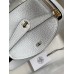 Hermes Mini Lindy Handmade Bag In Blue Brume Clemence Leather