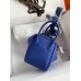 Hermes Mini Lindy Handmade Bag In Blue Electric Clemence Leather