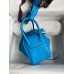 Hermes Mini Lindy Handmade Bag In Blue Frida Clemence Leather