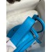 Hermes Mini Lindy Handmade Bag In Blue Frida Clemence Leather