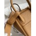 Hermes Mini Lindy Handmade Bag In Biscuit Clemence Leather