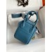 Hermes Mini Lindy Handmade Bag In Blue Jean Clemence Leather