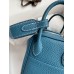 Hermes Mini Lindy Handmade Bag In Blue Jean Clemence Leather