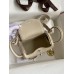 Hermes Mini Lindy Handmade Bag In Craie Clemence Leather