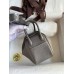 Hermes Mini Lindy Handmade Bag In Etain Clemence Leather