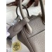 Hermes Mini Lindy Handmade Bag In Etain Clemence Leather