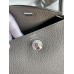 Hermes Mini Lindy Handmade Bag In Etain Clemence Leather
