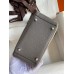 Hermes Mini Lindy Handmade Bag In Etain Clemence Leather