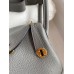 Hermes Mini Lindy Handmade Bag In Gris Meyer Clemence Leather