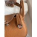 Hermes Mini Lindy Handmade Bag In Gold Clemence Leather