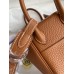 Hermes Mini Lindy Handmade Bag In Gold Clemence Leather