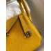Hermes Mini Lindy Handmade Bag In Jaune Ambre Clemence Leather