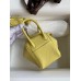Hermes Mini Lindy Handmade Bag In Jaune Poussin Clemence Leather