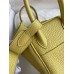 Hermes Mini Lindy Handmade Bag In Jaune Poussin Clemence Leather