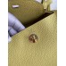 Hermes Mini Lindy Handmade Bag In Jaune Poussin Clemence Leather