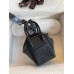 Hermes Mini Lindy Handmade Bag In Black Clemence Leather
