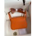 Hermes Mini Lindy Handmade Bag In Orange Clemence Leather