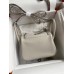 Hermes Mini Lindy Handmade Bag In Pearl Grey Clemence Leather