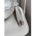 Hermes Mini Lindy Handmade Bag In Pearl Grey Clemence Leather
