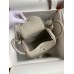 Hermes Mini Lindy Handmade Bag In Pearl Grey Clemence Leather