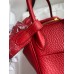 Hermes Mini Lindy Handmade Bag In Red Clemence Leather