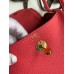 Hermes Mini Lindy Handmade Bag In Rose Lipstick Clemence Leather