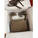 Hermes Mini Lindy Handmade Bag In Taupe Clemence Leather