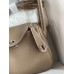 Hermes Mini Lindy Handmade Bag In Taupe Clemence Leather