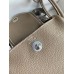 Hermes Mini Lindy Handmade Bag In Taupe Clemence Leather