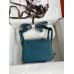 Hermes Mini Lindy Handmade Bag In Vert Bosphore Clemence Leather