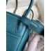 Hermes Mini Lindy Handmade Bag In Vert Bosphore Clemence Leather