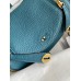 Hermes Mini Lindy Handmade Bag In Vert Bosphore Clemence Leather