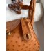 Hermes Mini Lindy Handmade Bag In Gold Ostrich Leather