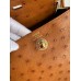 Hermes Mini Lindy Handmade Bag In Gold Ostrich Leather
