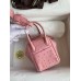 Hermes Mini Lindy Handmade Bag In Rose Sakura Ostrich Leather
